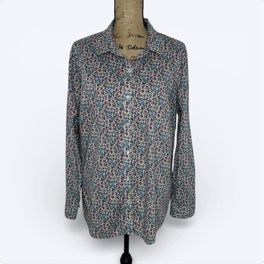 Talbots‎ Button Up Top Ditsy Floral Long Sleeve Artsy Office Cottagecore Sz 2X